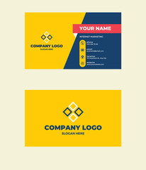 business card print template. Personal business card with company logo. Black and yellow colors. Clean flat design