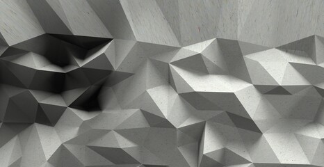 Close up detail of abstract modern metallic triangular wall pattern. Silver triangle geometric art...