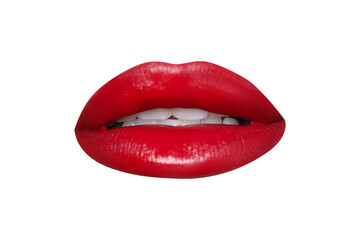 Obraz premium Attractive lips with beautiful lipstick isolated on white