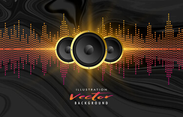 music speaker equalizer shine with watercolor background design