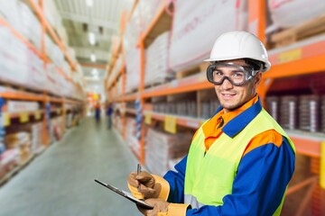 Manager worker Check process in warehouse