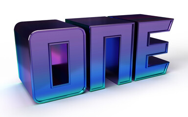 Isolated Three Dimensional One in Red Color on White Background, 3D Render Illustration.