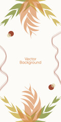 Abstract leaves vector modern stories backgroundfor halloween and thanksgiving. Pastel background for holidays stories.