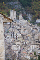 Fototapeta na wymiar Overview of Pacentro (AQ) - one of the most beautiful villages in Italy: the town that gave birth to pop star Madonna and US Secretary of State Mike Pompeo - Abruzzo