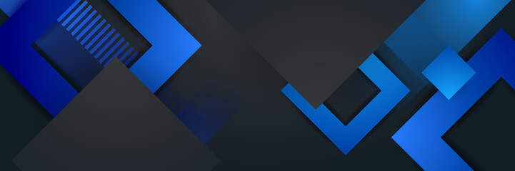 Abstract black blue banner with square