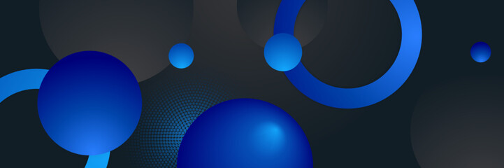 Abstract black blue banner with circle