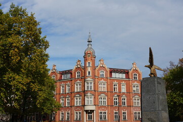Historic Town Hall in background, 1904. Siemianowice Slaskie, Poland.