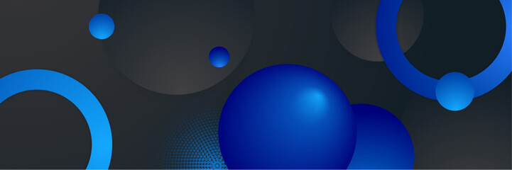 Abstract black blue banner with circle