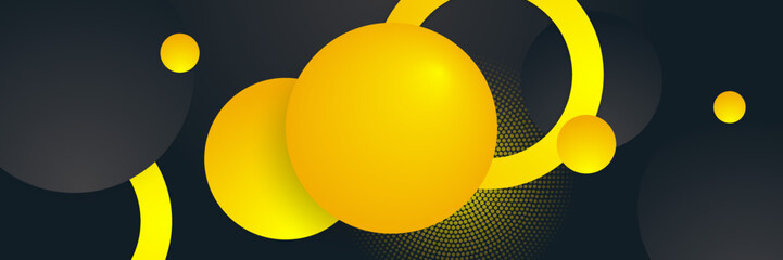 Abstract black yellow orange banner with circle