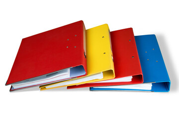 File folders with documents on white background