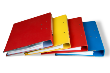 File folders with documents on white background