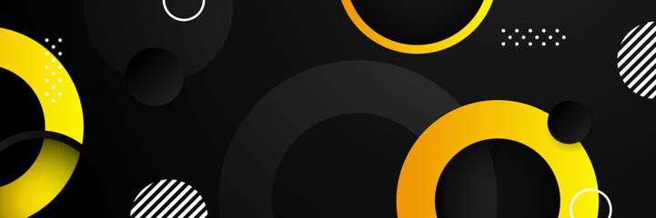 black and yellow modern wide banner. Vector abstract graphic design banner pattern presentation background web template.