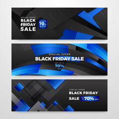 Black friday sale banner with black and blue red gradient. Offer ads promotion discount banner