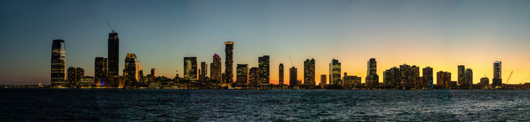 New Jersey city after sunset