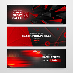 Obraz na płótnie Canvas Black friday sale banner with red and black yellow gradient. Offer ads promotion discount banner