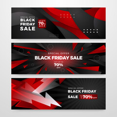 Black friday sale banner with red and black yellow gradient. Offer ads promotion discount banner