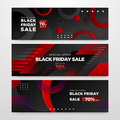 Fototapeta premium Black friday sale banner with red and black yellow gradient. Offer ads promotion discount banner