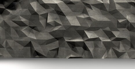 Obraz premium Close up detail of abstract modern metallic triangular wall pattern. Silver triangle geometric art wallpaper.
