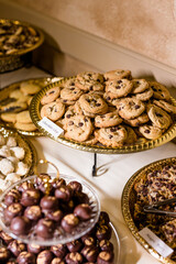 Plate of Chocolate Chip Cookies on Cookie Buffet Table