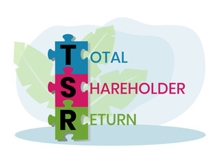 TSR - Total Shareholder Return. business concept background. vector illustration concept with keywords and icons. lettering illustration with icons for web banner, flyer, landing page, presentation