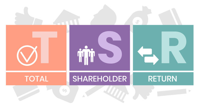 TSR - Total Shareholder Return. business concept background. vector illustration concept with keywords and icons. lettering illustration with icons for web banner, flyer, landing page, presentation