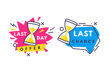 Hot Sale Countdown Badges with Last Offer and Chance Promo Sticker Vector Set