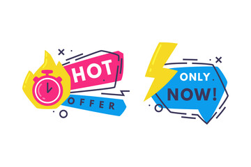 Hot Sale Countdown Badges with Last Offer and Chance Promo Sticker Vector Set