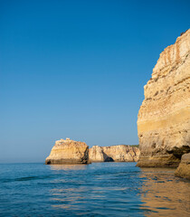 Fototapeta na wymiar Rock formations on the Algarve coast in Portugal 