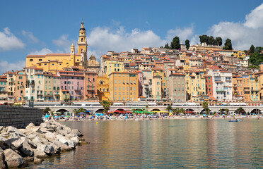 View of the old town of Menton France