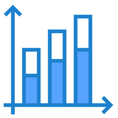 Bars graph blue style icon
