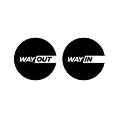 way out and way in vector icon. Black and white way in and out symbol.