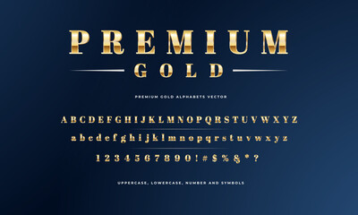 Premium Gold Text Effect Alphabets