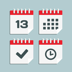 Icon calendar number 13, agenda app, timer, done