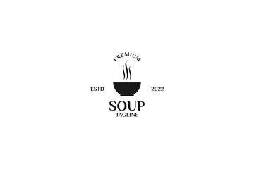 Flat hot food soup bowl logo design vector template illustration