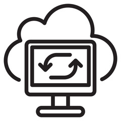 Sync data cloud outline style icon