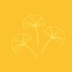 Ginkgo symbol. Cartoon flat yellow ginkgo biloba leaf isolated on white. Leaflet organic icon. Cosmetics and medical plant icon. 