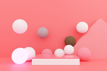 3d rendering podium realistic background
