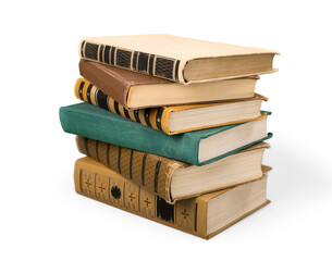 Collection of old books  on background