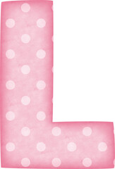 Uppercase Letter L Polka Dot alphabet in pink tone