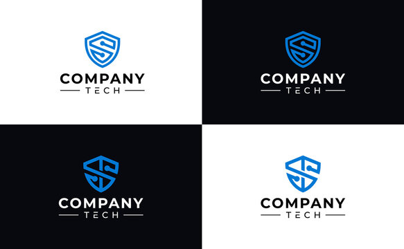 Abstract letter S shield tech logo