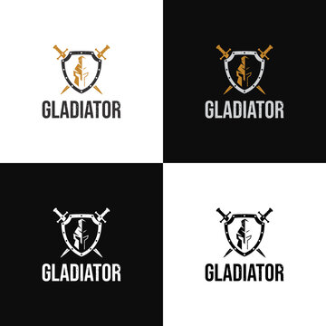 Gladiator shield sword logo
