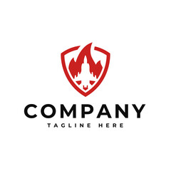 Plane shield with flame logo