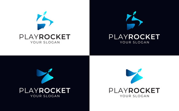 Play button rocket logo