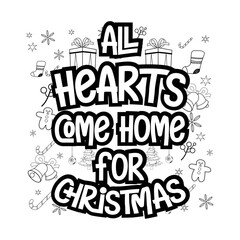Merry Christmas Coloring page. Christmas line art coloring page design for kids.