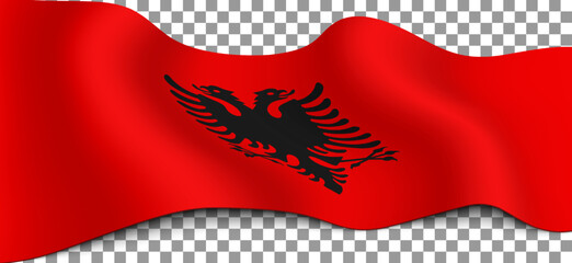 Long flag of Albania on a transparent background.
