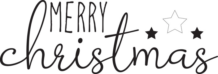 Merry christmas black handwritten text. Merry christmas black stars. Merry christmas simple vector. 