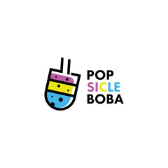 Bubble Drink Logo Design Concept Vector. Boba Drink Logo Template. Sweet Drink Logo Concept