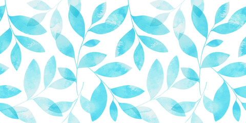 Colorful seamless pattern with watercolor leaves. Vector elegant floral background for fabric, print, cover, banner, invitation, wrapping, wall art.
