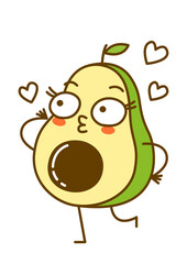 Cute cartoon avocado isolated on white - funny character for children design 2