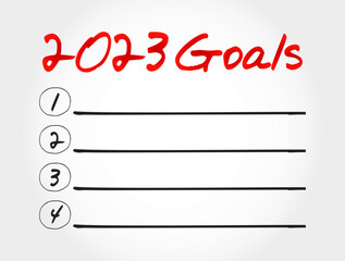 2023 Goals List, business, sport and health concept background